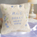 幸せを運ぶミニクッション 名入れ刺繍　命名書　出産祝い　ニューボーンフォト　ボタニカル　七五三　命名刺繍　バースデーフォト　花　刺繍