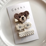 ◸ 3点set hair clip◿     kids & baby hair accessory       お花モチーフ　くすみカラー　髪留め　ヘアピン　ヘアクリップ　赤ちゃん　ギフト　