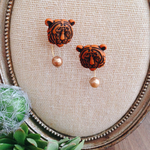 ハーフフープピアス［パールキャッチとタイガー］