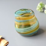 イタリアングラスのようなきれいなマーブルガラスポット Murano Mdinaを彷彿 ポット 花器 花瓶 ヴィンテージ_240618 ig4010