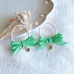 ＊gingham ＊ ハート付ギンガムチェック柄リボン ヘアゴム2個組