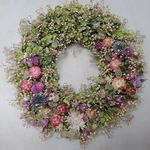 アナベルとパープル系夏花のリース　径約28