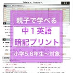 【送料無料】中1英語 暗記プリント　英単語・英文法★小学生（5,6年生）〜中学生対象