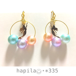 夢可愛い☆ マーメイド ゴールド フープ コットンパール イヤリング