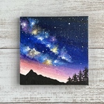 プチキャンバス絵画シリーズ♡アクリル画《原画》✴︎ Starry night sky II ✴︎