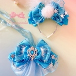 【受注製作】❄️雪の女王👑カチューシャ３種類から選べます❄️カチューシャ&チョーカーセット🎀robe🎀夢の国🏰暑中見舞い☀️撮影用💖誕生日　