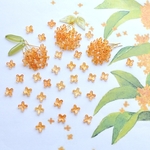 オリジナル★7mm金お花のガラスビーズ  金木犀　キンモクセイ　ゴールドグリッター×イエローオレンジ