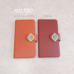 no.180 ブルー ゴールド クリスタル iPhone8 手帳型ケース