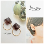 №1683 ❁¨̮ くすみクリアレジンのピアス・イヤリング