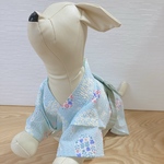 【犬服ゆかた】小型犬浴衣 ロング犬服浴衣 ミントブルーうさぎ柄の浴衣