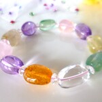 💗１点もの🌺宝石質💗幸運のキャンディ🍬アミュレット🌈🌺カラフルミック☆ピンクアメジスト☆ゴールデンシトリン☆ローズクォーツ☆フローライト☆レモンクォーツ☆ルチル☆クリスタル☆１７ｃｍ🌺