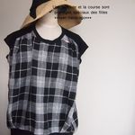ＣＩＥＬプルオーバー*リネンチェックｘ黒ニット