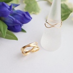 ＜金アレ対応ステンレス製＞シンプルライン×ウェーブリング3点セット 重ねづけリング