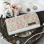 🎀インド刺繍生地　L字ファスナー 長財布 White [03]