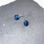 琉球ホタルガラス　【ディープブルー】　一粒ピアス/サージカルステンレス