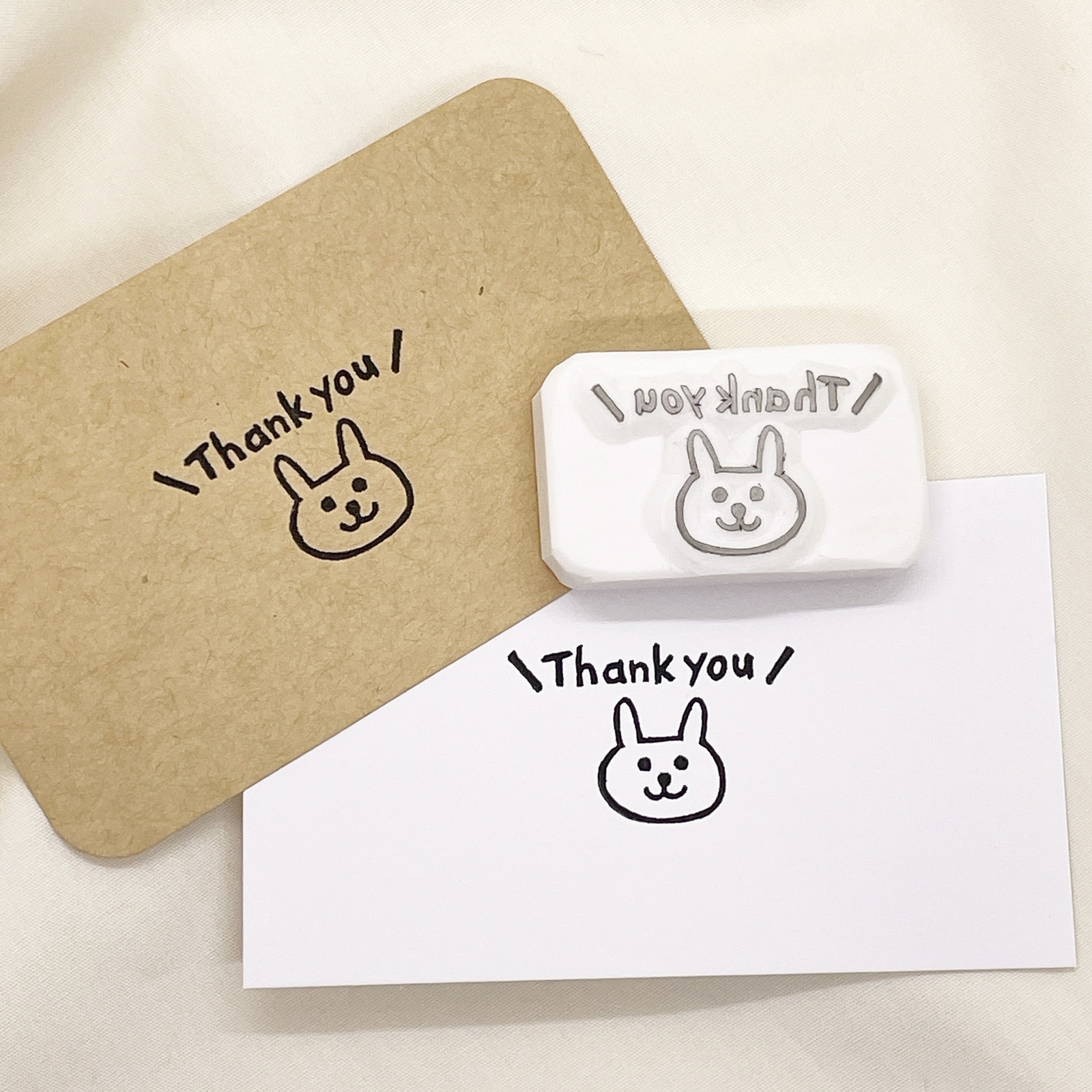 うさぎの「thank you」スタンプ 消しゴムはんこ #177 - こぶたのおみせ
