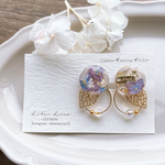 (SALE)【earring】リーフとフープ 紫陽花