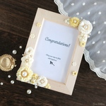 ウッドフォトフレーム♡ベビーイエロー＊選べるメッセージカード＊写真立て＊プレゼント＊誕生日＊結婚祝い＊出産祝い＊結婚式＊ウェルカムスペース＊両親贈呈品＊子育て感謝状＊月齢フォト＊母の日＊ギフト