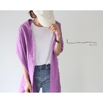 【200cm】ダブルガーゼに包み込まれるストール／切りっぱなしフリンジのダブルガーゼストール／ライトパープル