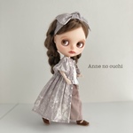 【Blythe】前あきボタンのワンピース４点セット/愛しのピンク・グレーC