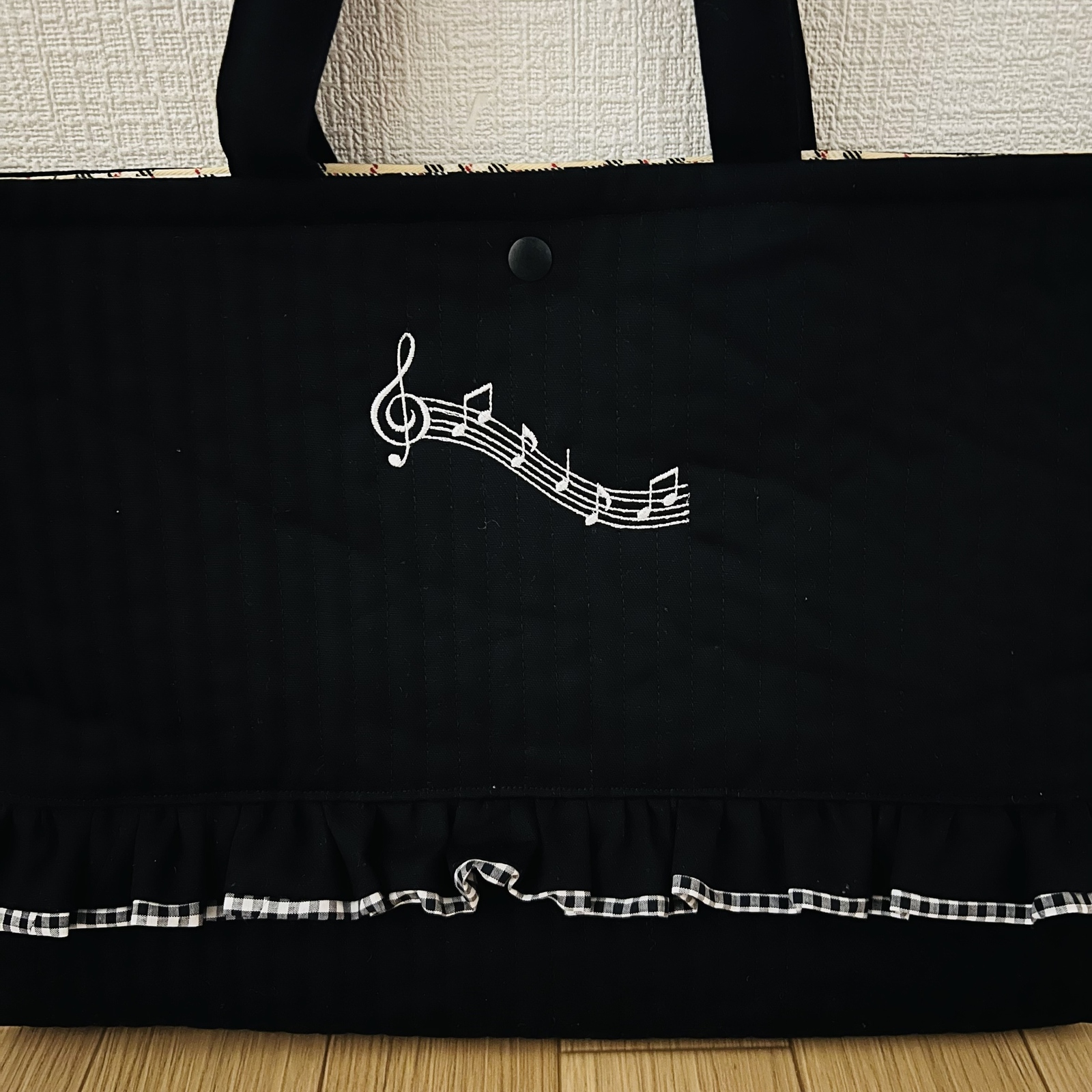 音符刺繍のおけいこバッグ ピアノ レッスンバッグ ハンドメイド