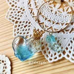 海色溶けかけ王冠ハート氷のバッグチャーム