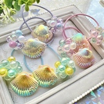 夏♡シェル♡海♡ビーズボールヘアゴム♡  子供　キッズ　ビーズ　キラキラ　女の子　ヘアゴム　ヘアアクセ　ヘアアクセサリー　髪ゴム　ツインテール　二つ結び　貝