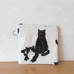 ねこちゃんフラットポーチ（16㎝ファスナー）