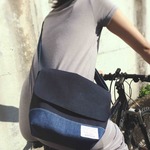｢デニム×帆布｣ メッセンジャーバッグ ミニ(ネイビー)