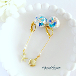 再6* 海の宝石ガラスドームイヤリング/ピアス