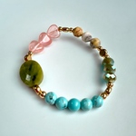 翡翠　ターコイズ　ローズクォーツ　ピンクカメリア　ブレスレット