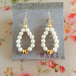 パールとハートの雫ピアス