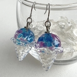 紫陽花カラーのキラキラ氷アイス ピアス イヤリング