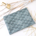 [ violin0318様専用オーダー品 ] フランス生地 フラットポーチ(ポケット付き) size: L Luciole Bleu clair