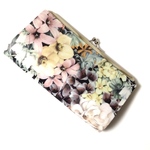 【容量多め】＊ラミネート＊ コンパクト がま口財布 ペインテッド・ジャーニー グレージュ リバティプリント使用