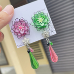 芳月下美人 桜餅🩷💚揺れる ピアス イヤリング
