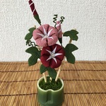 ちりめん細工:朝顔の飾り(ピンク、エンジ)