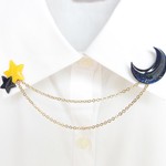 月と星の襟ブローチ