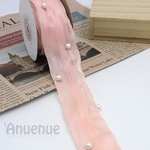 パール シャイニー シフォン リボン（Pink / ピンク ）38mm x 1m 