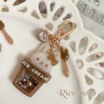 【うさぎちゃん】Rico.mocha ICE🍨ෆ˚*  モカアイス レジンキーホルダー シェイカーキーホルダー 1点