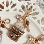 【ねこちゃん】Rico.mocha ICE🍨ෆ˚*  モカアイス レジンキーホルダー シェイカーキーホルダー 1点