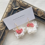 コットンパール✖️ふわふわレースのイヤリング　ピアス