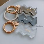 clear name keyring keychain kunekune【名入れ無料　キーホルダー♡ウェーブ 】