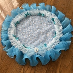 カフェマット🩵blue mini rose🩵円形48㎝（フリル含）