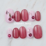 大人マグネットのぷっくりダークチェリーネイル🍒