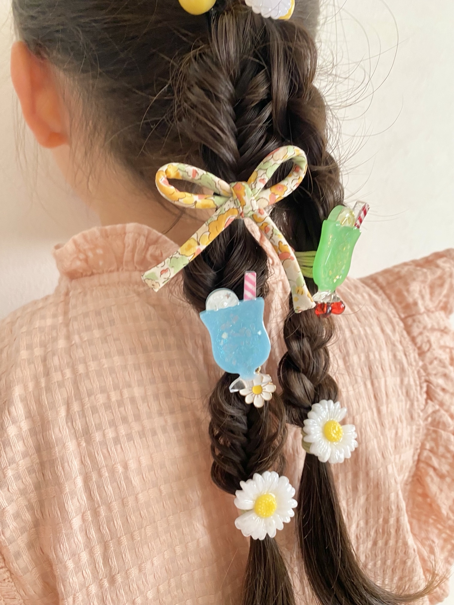 キッズ レジン お花 透かし Flower ヘアゴム 2本セット lilac purple