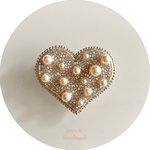 Dot Heart silver ビーズ刺繍ブローチ