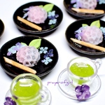 雨の日の優しい紫陽花・練り切り