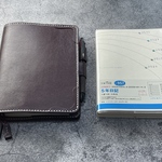 【手縫】高橋手帳B6（5年日記No.957）用ワインレッド色着せ替え本革カバー（バタフライストッパー）※ 2本しおり付き