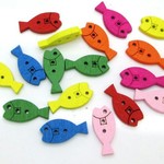 【新入荷！】魚のウッドボタン*直輸入*約20×10mm*10個セット